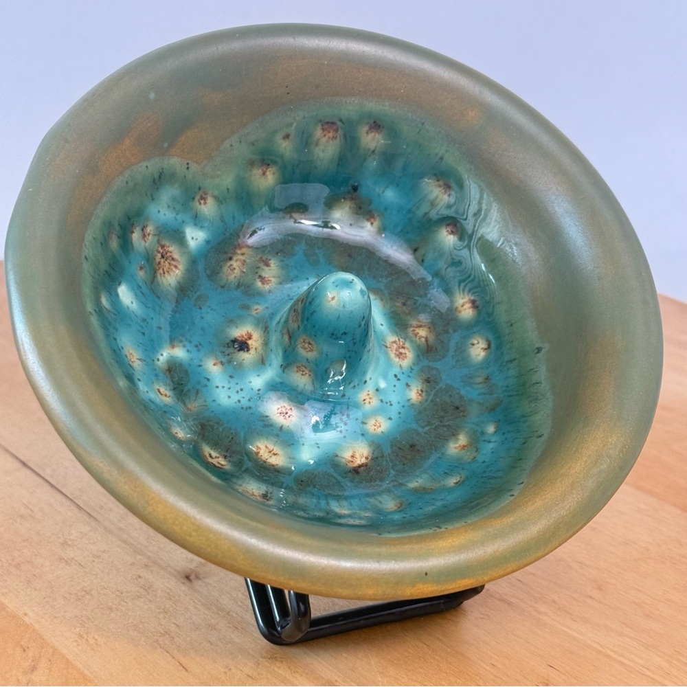 Handmade Signed Schaefer Glazed Stoneware Pottery Ring Bowl Jewelry Trinket Dish